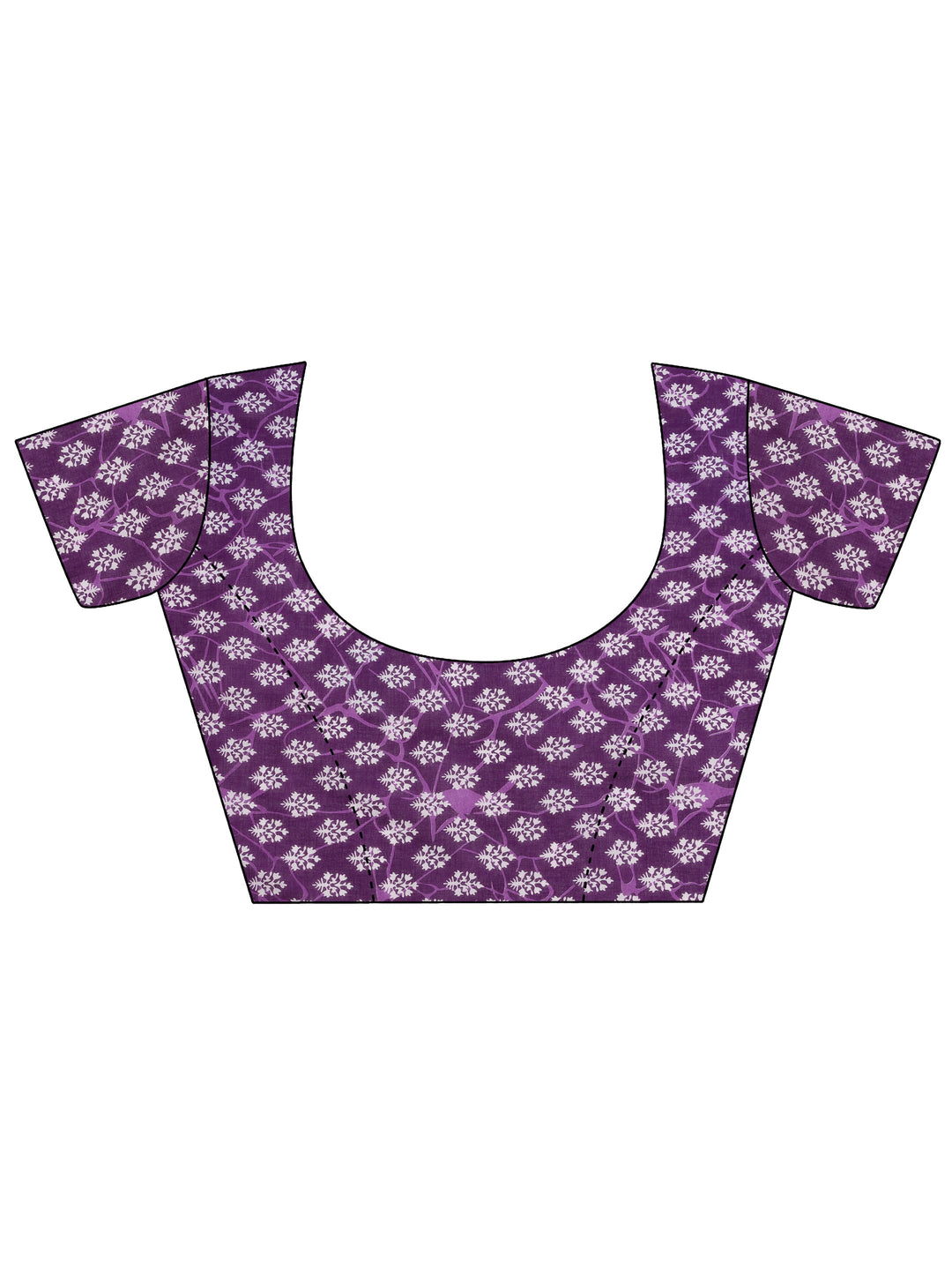  Burgundy Printed Cotton Saree With Unstitched Blouse Piece 