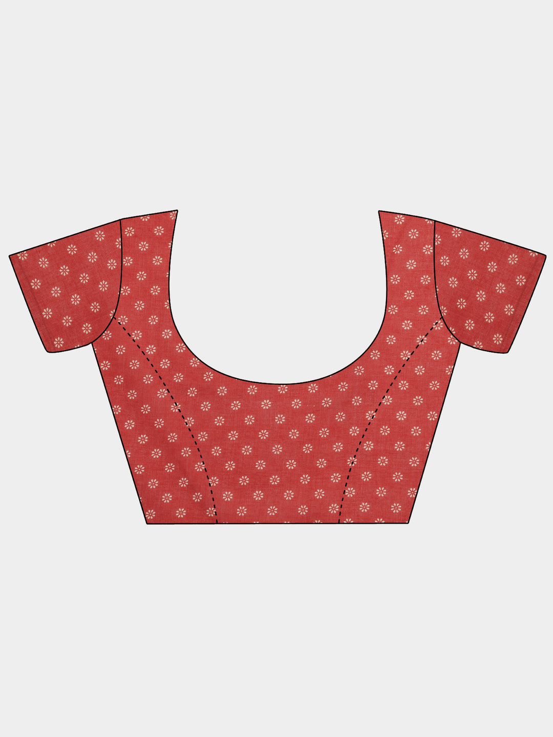  Red Printed Cotton Saree With Unstitched Blouse Piece 