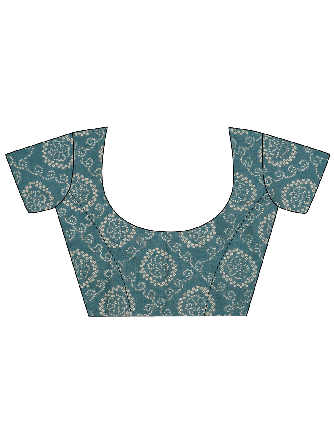  Blue Printed Cotton Saree With Unstitched Blouse Piece 