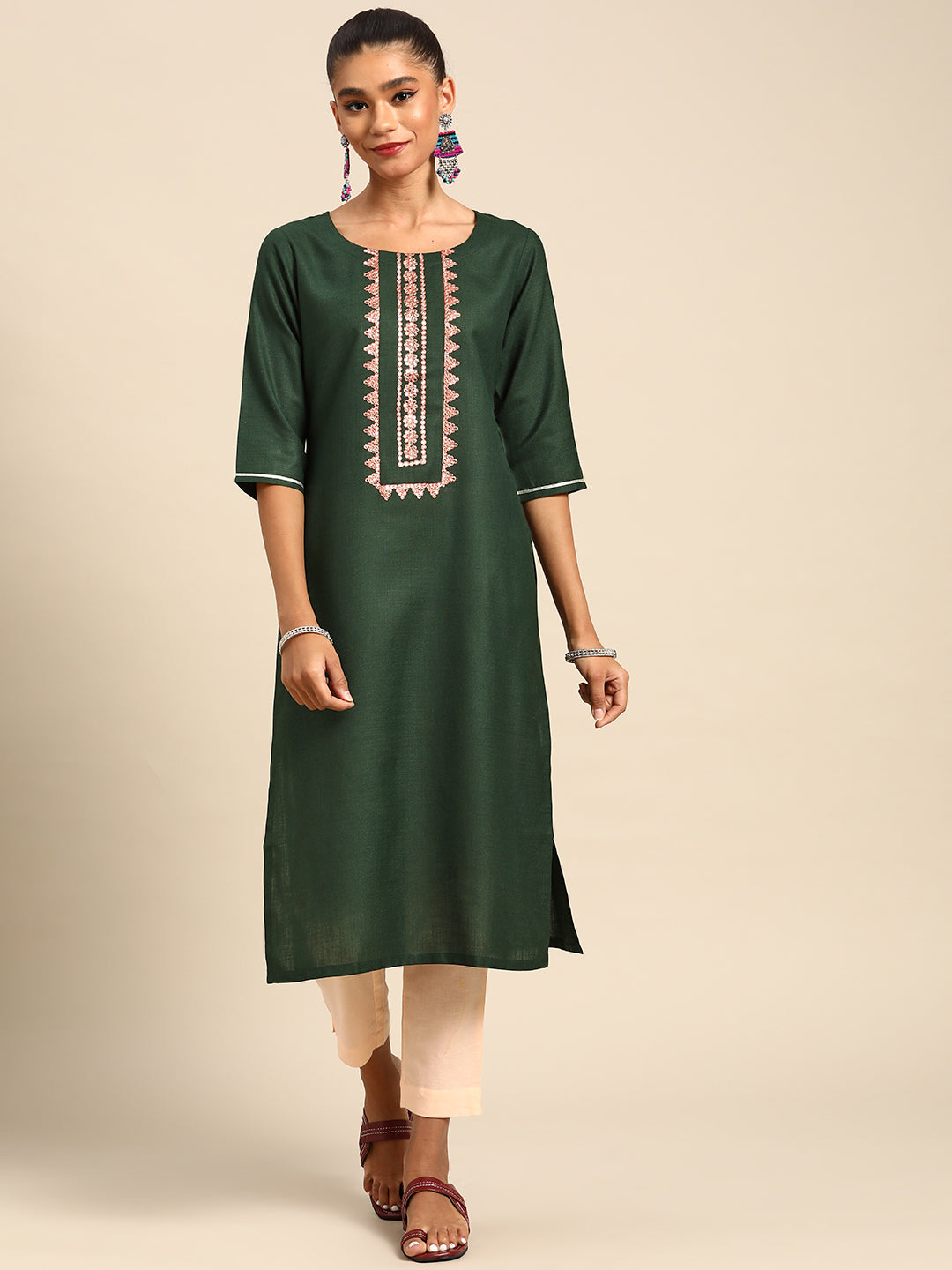 Green Yoke Design Cotton Kurta