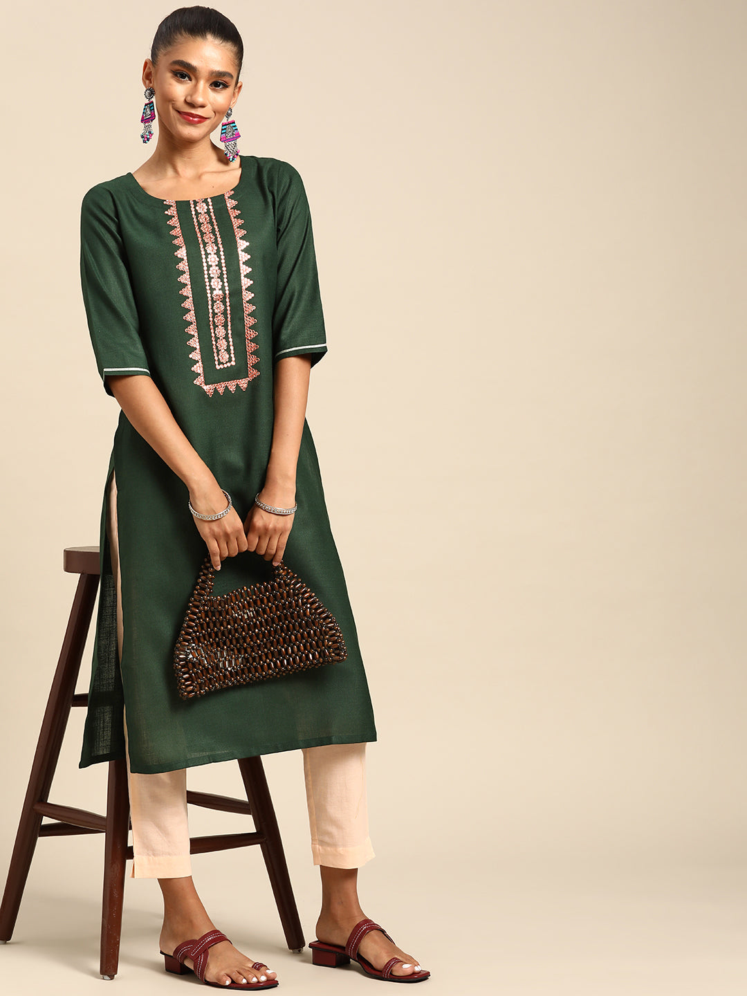  Green Yoke Design Cotton Kurta 