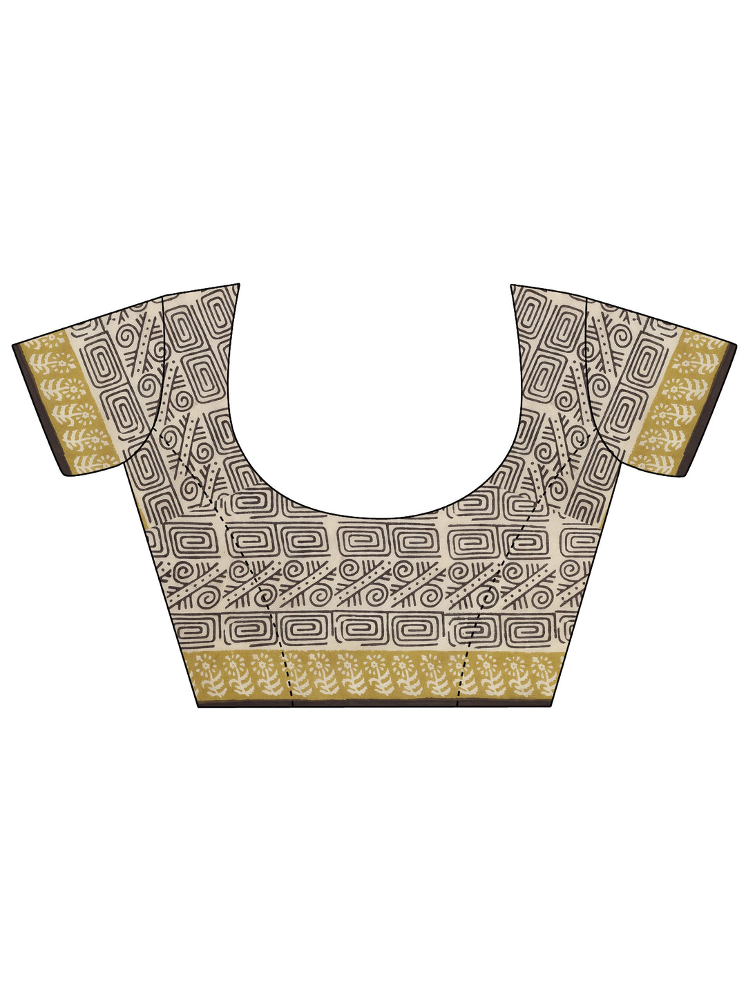  Off White Printed Cotton Saree With Unstitched Blouse Piece 