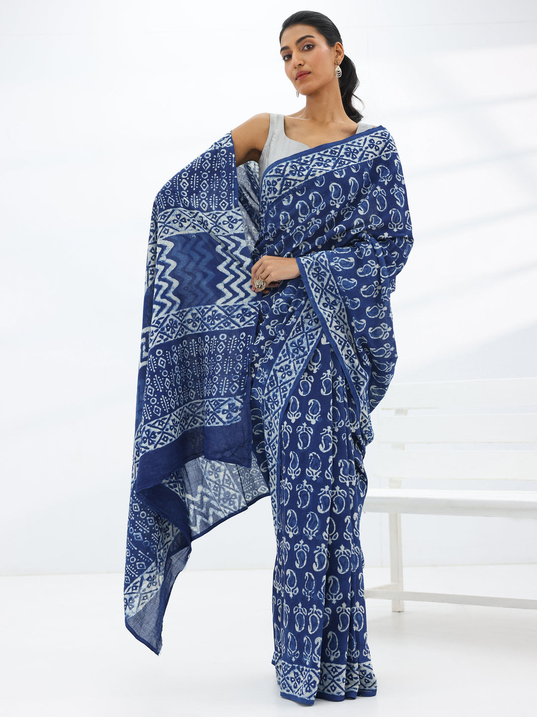 Beige Printed Silk Blend A-Line Kurti