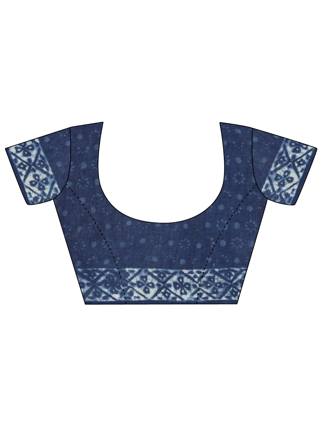  Blue Printed Cotton Saree With Unstitched Blouse Piece 