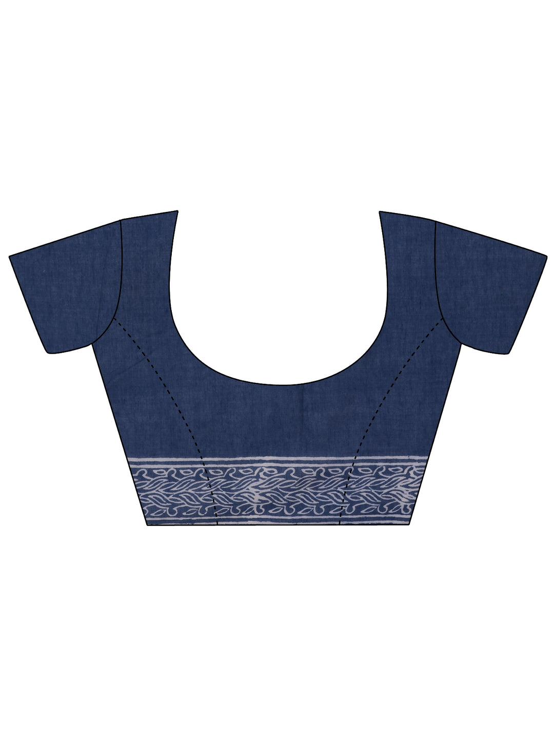  Blue Printed Cotton Saree With Unstitched Blouse Piece 