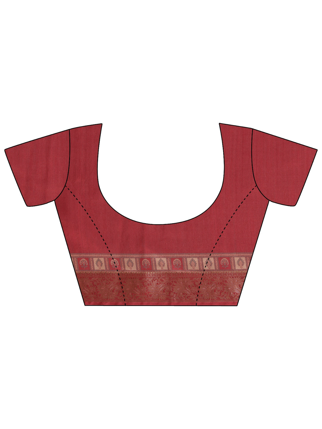  Red Printed Silk Blend Saree With Unstitched Blouse Piece 
