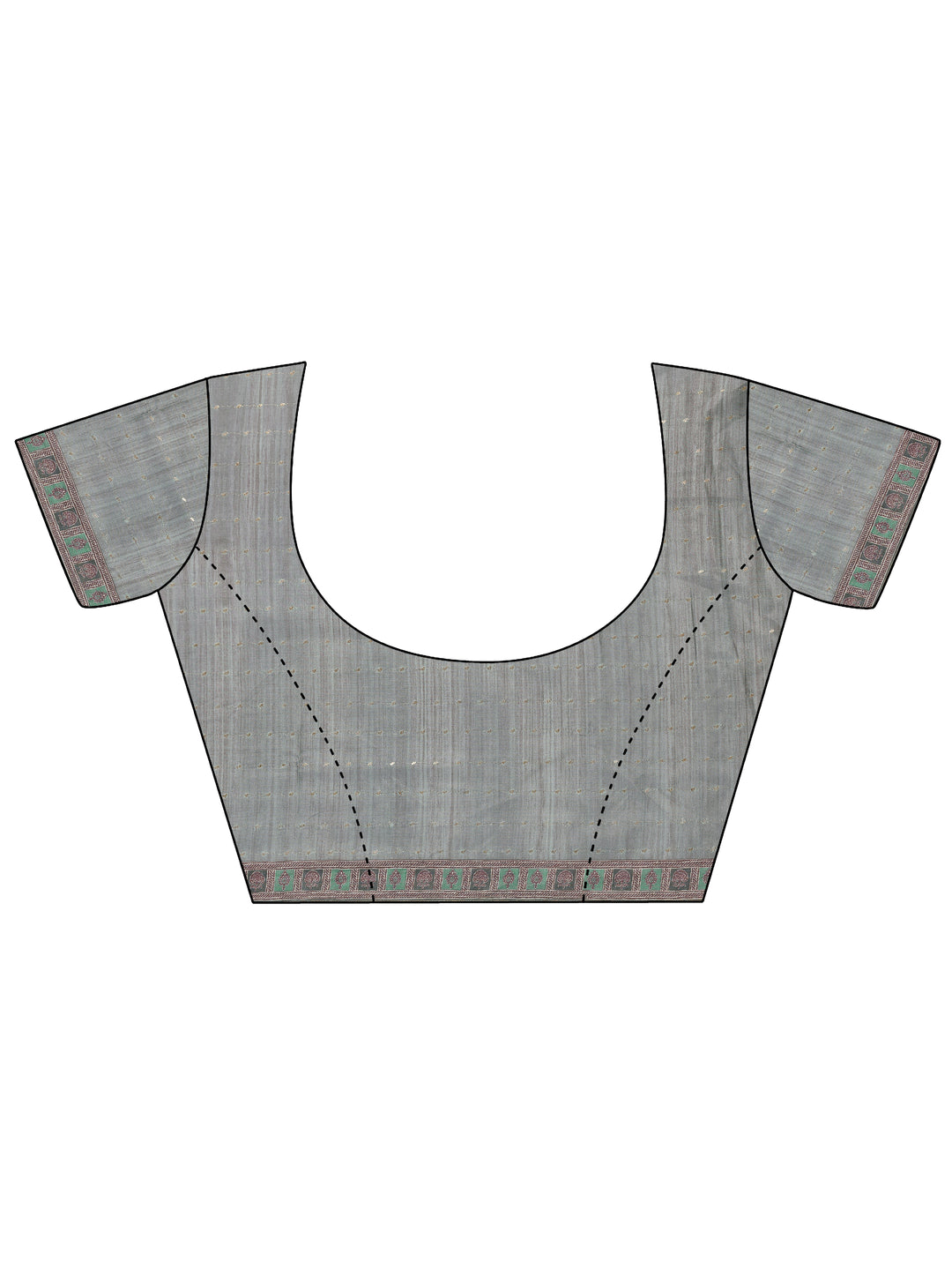  Grey Printed Silk Blend Saree With Unstitched Blouse Piece 