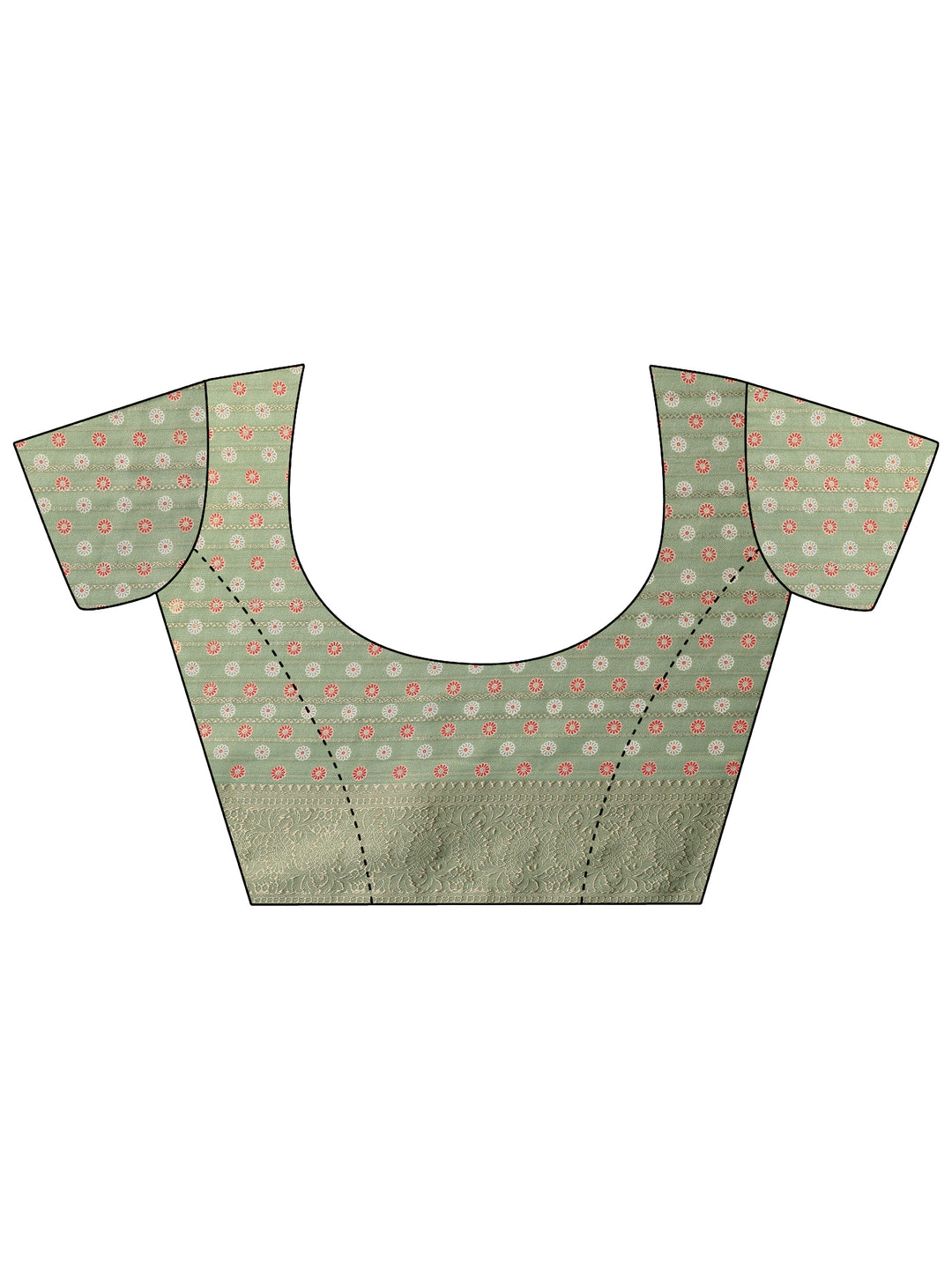  Green Woven Design Georgette Saree With Unstitched Blouse Piece 