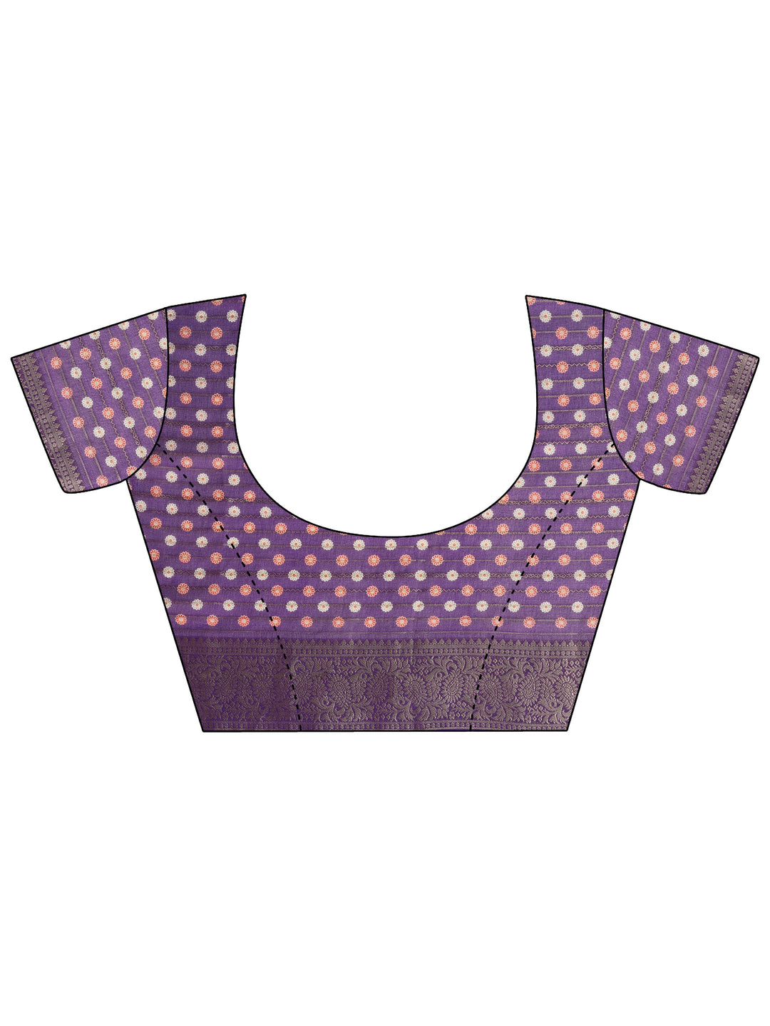  Purple Woven Design Georgette Saree With Unstitched Blouse Piece 