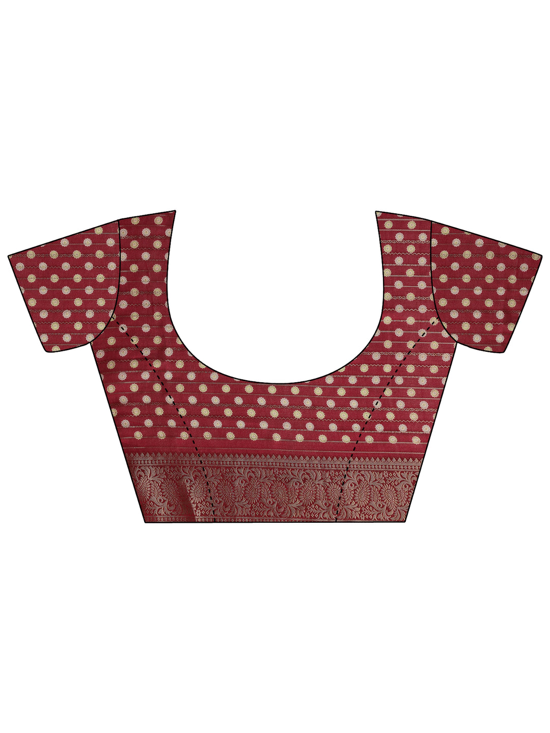  Burgundy Woven Design Georgette Saree With Unstitched Blouse Piece 