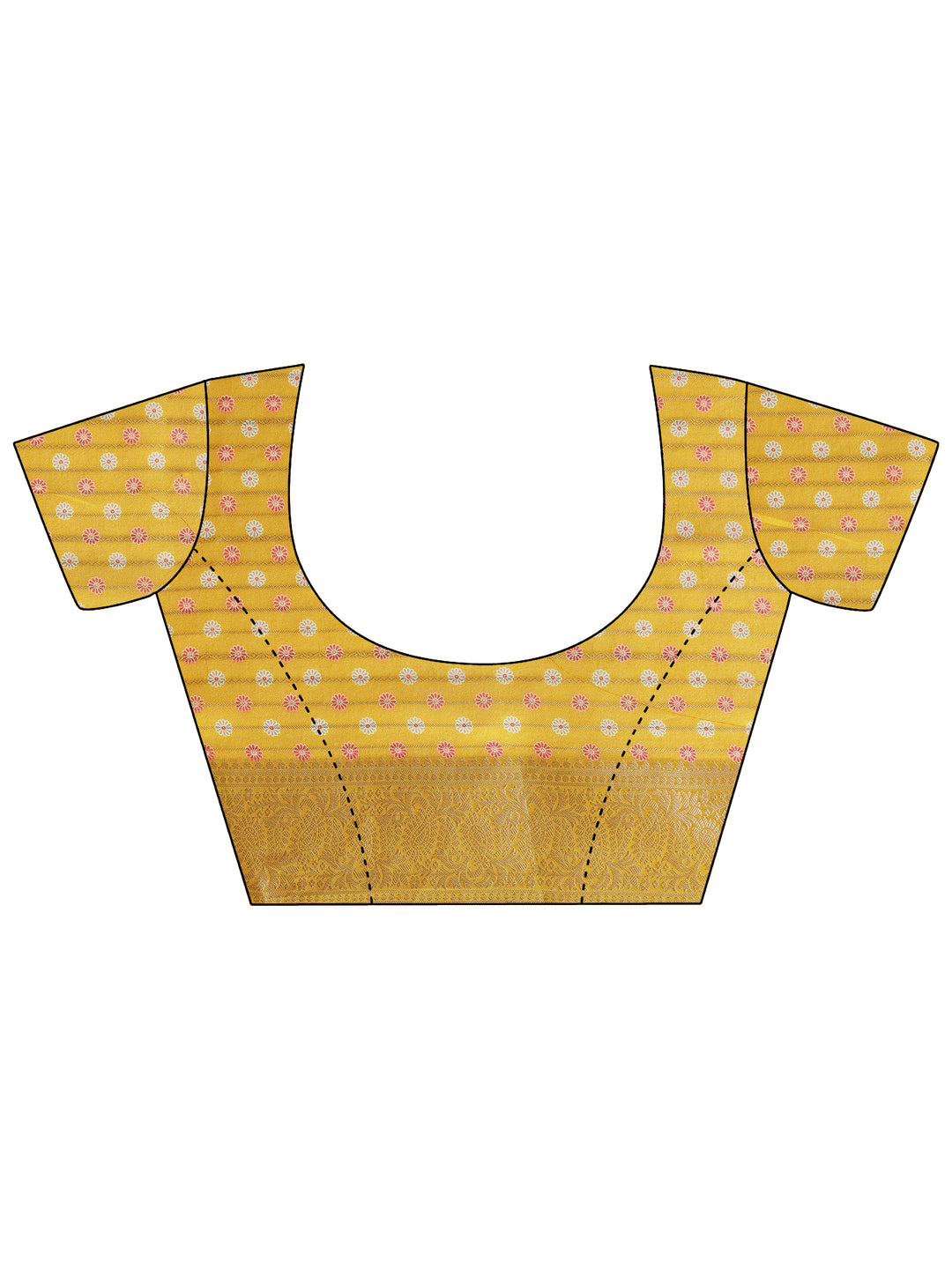  Mustard Woven Design Georgette Saree With Unstitched Blouse Piece 