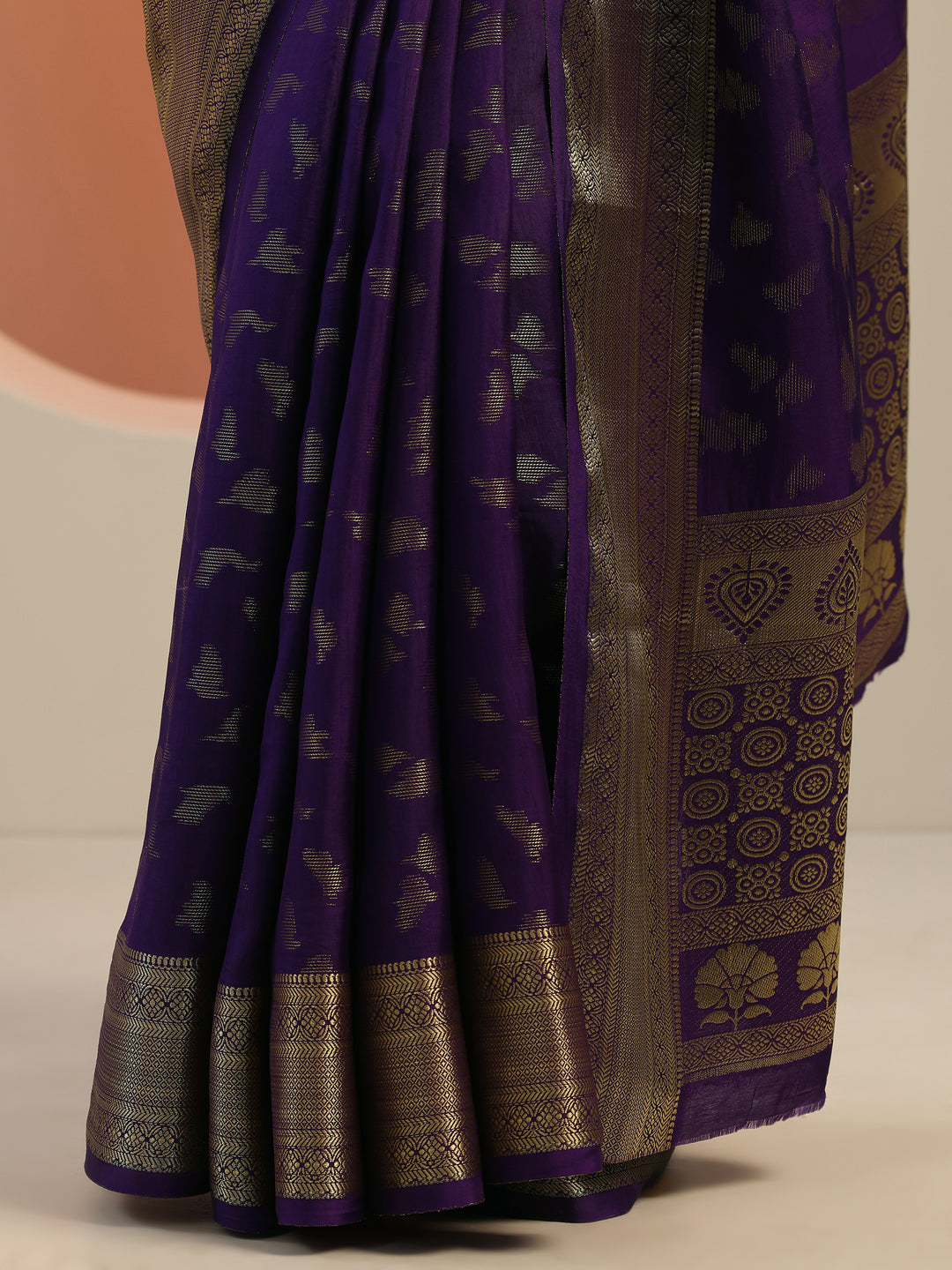  Purple Woven Design Silk Blend Saree With Unstitched Blouse Piece 