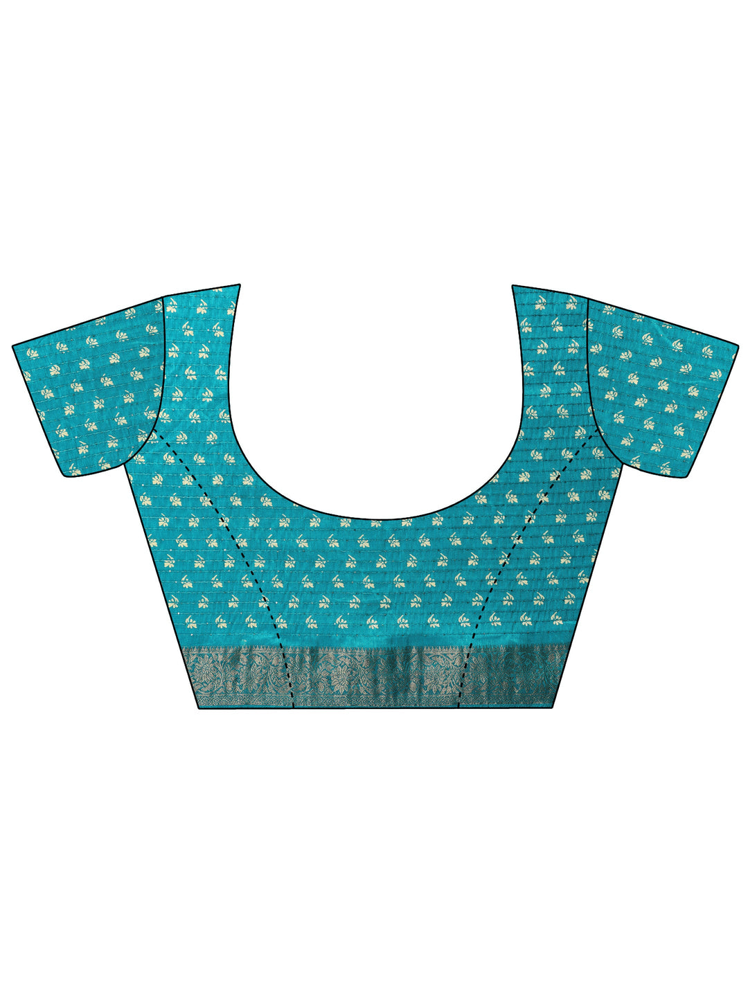  Blue Printed Silk Blend Saree With Unstitched Blouse Piece 