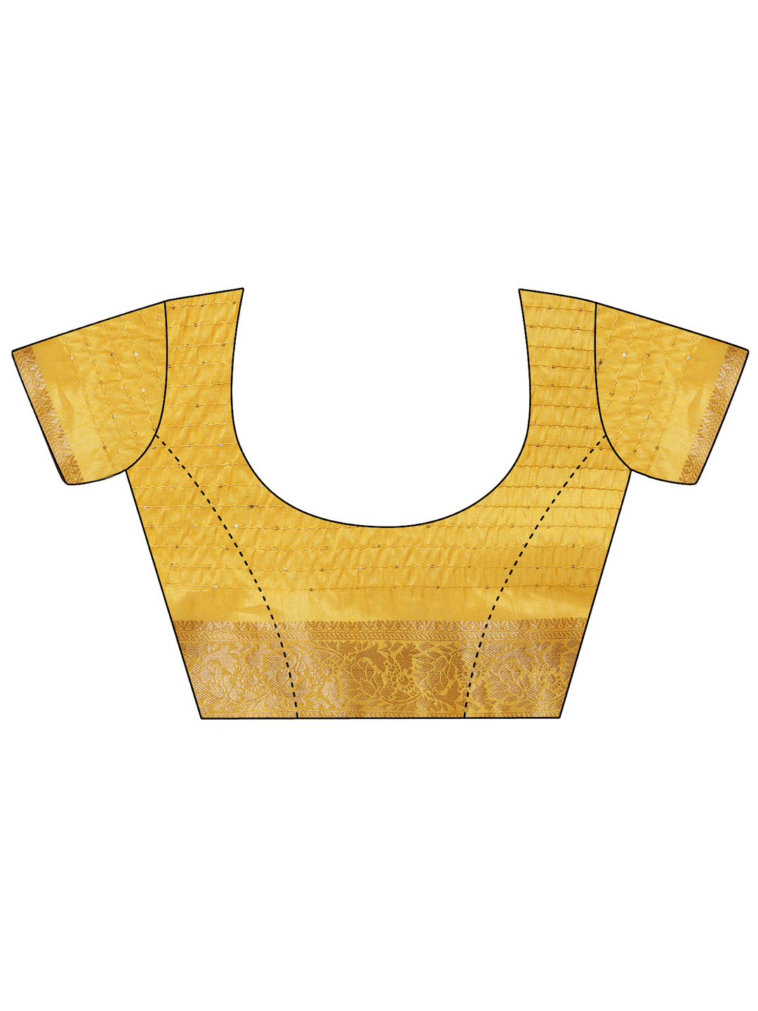  Yellow Printed Silk Blend Saree With Unstitched Blouse Piece 