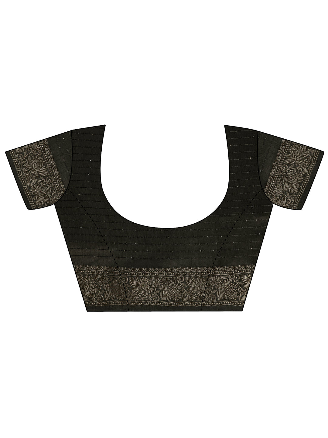  Black Printed Silk Saree With Unstitched Blouse Piece 