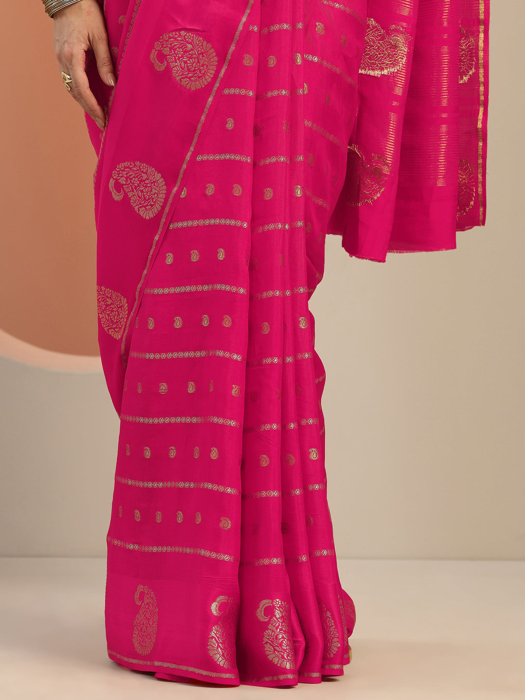  Pink Woven Design Silk Blend Saree With Unstitched Blouse Piece 