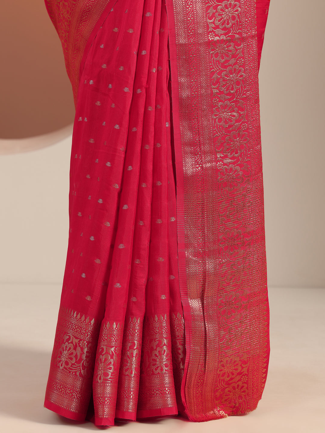  Red Woven Design Silk Blend Saree With Unstitched Blouse Piece 