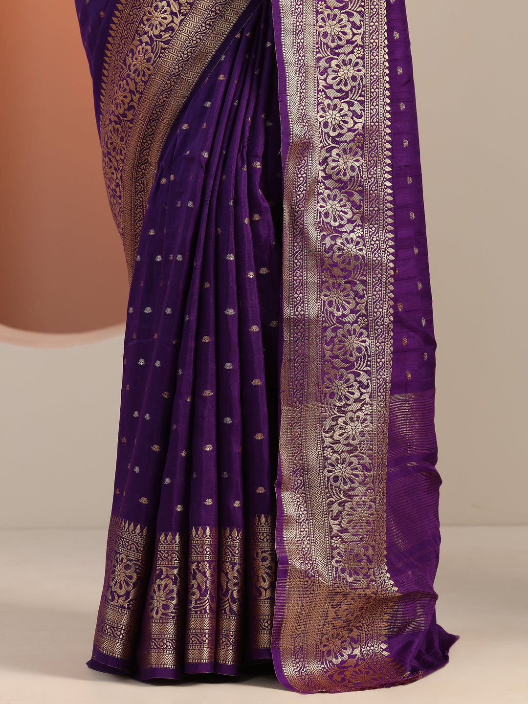  Purple Woven Design Silk Blend Saree With Unstitched Blouse Piece 