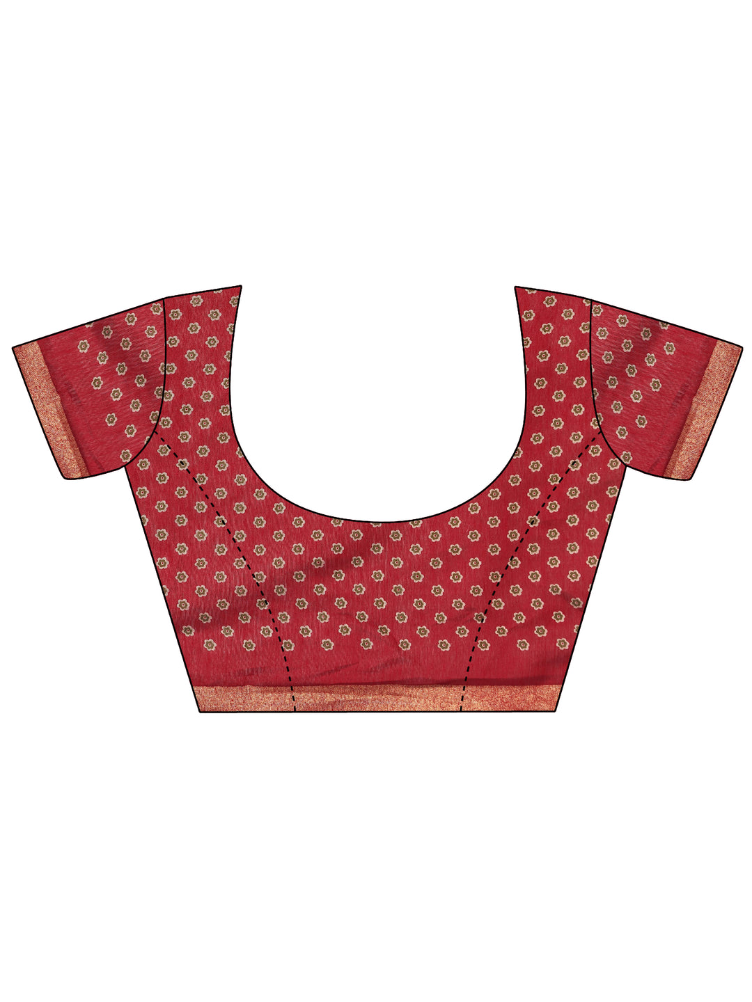  Green Printed Cotton Blend Saree With Unstitched Blouse Piece 