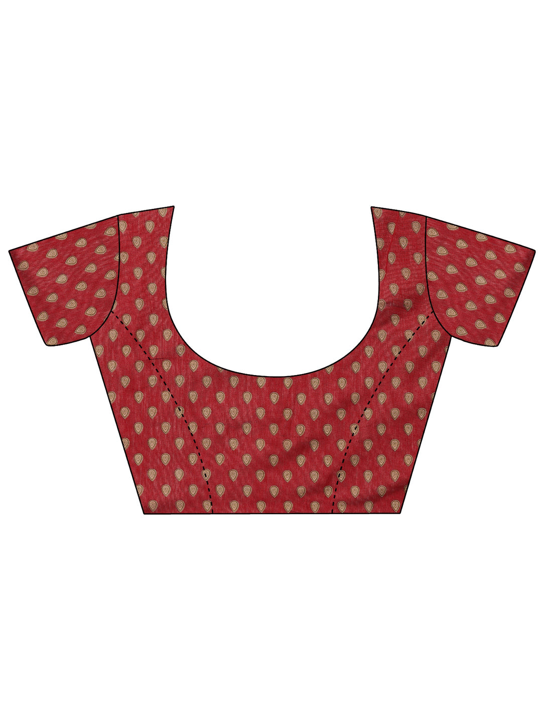  Maroon Printed Cotton Blend Saree With Unstitched Blouse Piece 