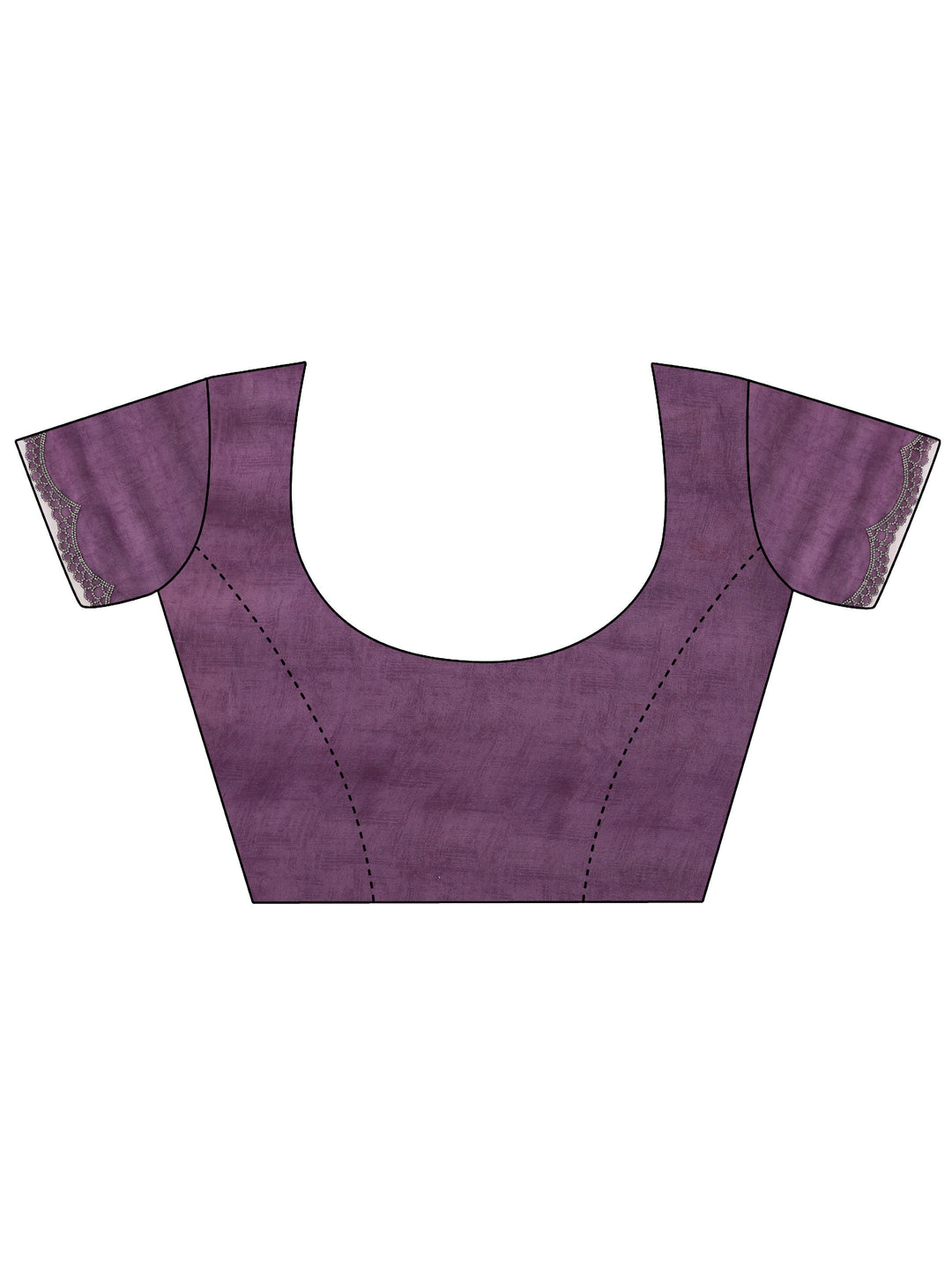  Purple Printed Satin Saree With Unstitched Blouse Piece 