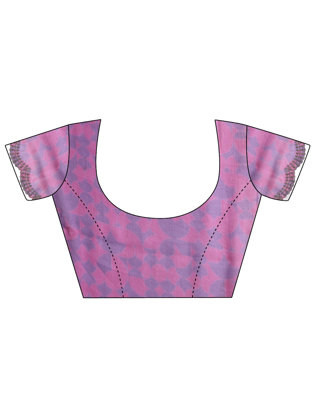  Lavender Printed Satin Saree With Unstitched Blouse Piece 