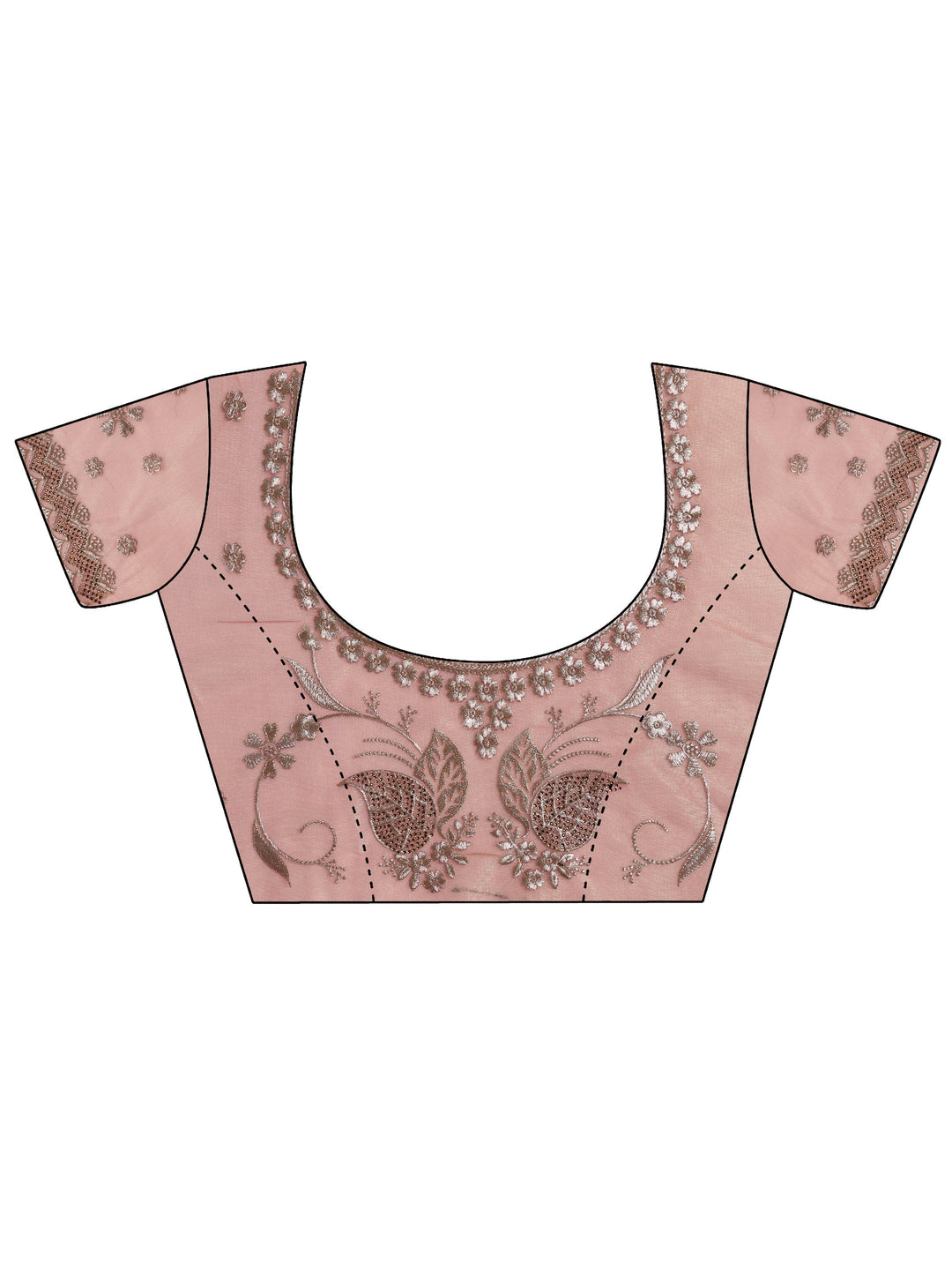  Pink Embroidered Nylon Saree With Unstitched Blouse Piece 