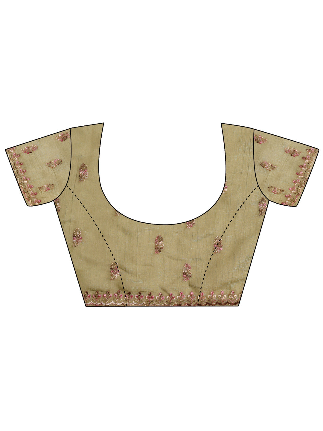  Peach Embroidered Silk blend Saree With Unstitched Blouse Piece 