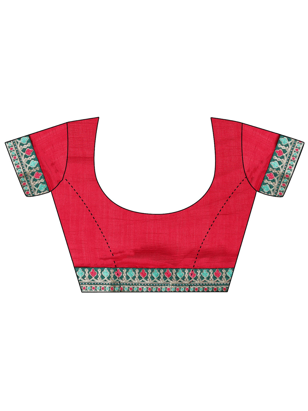  Teal Printed Silk blend Saree With Unstitched Blouse Piece 