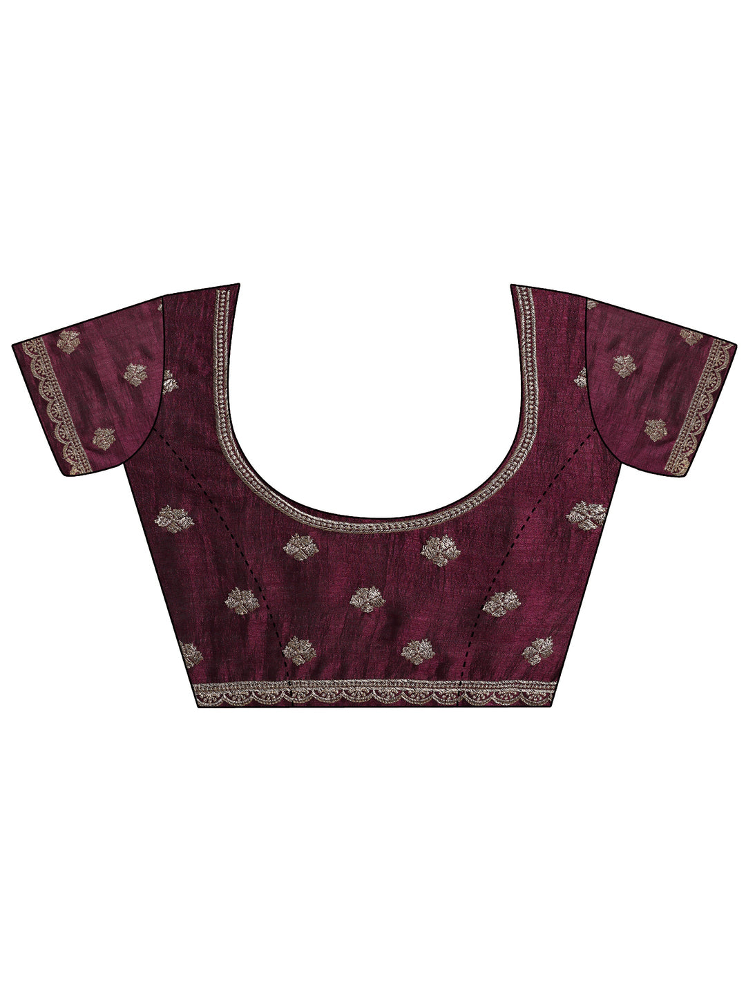  Burgundy Embellished Silk blend Saree With Unstitched Blouse Piece 