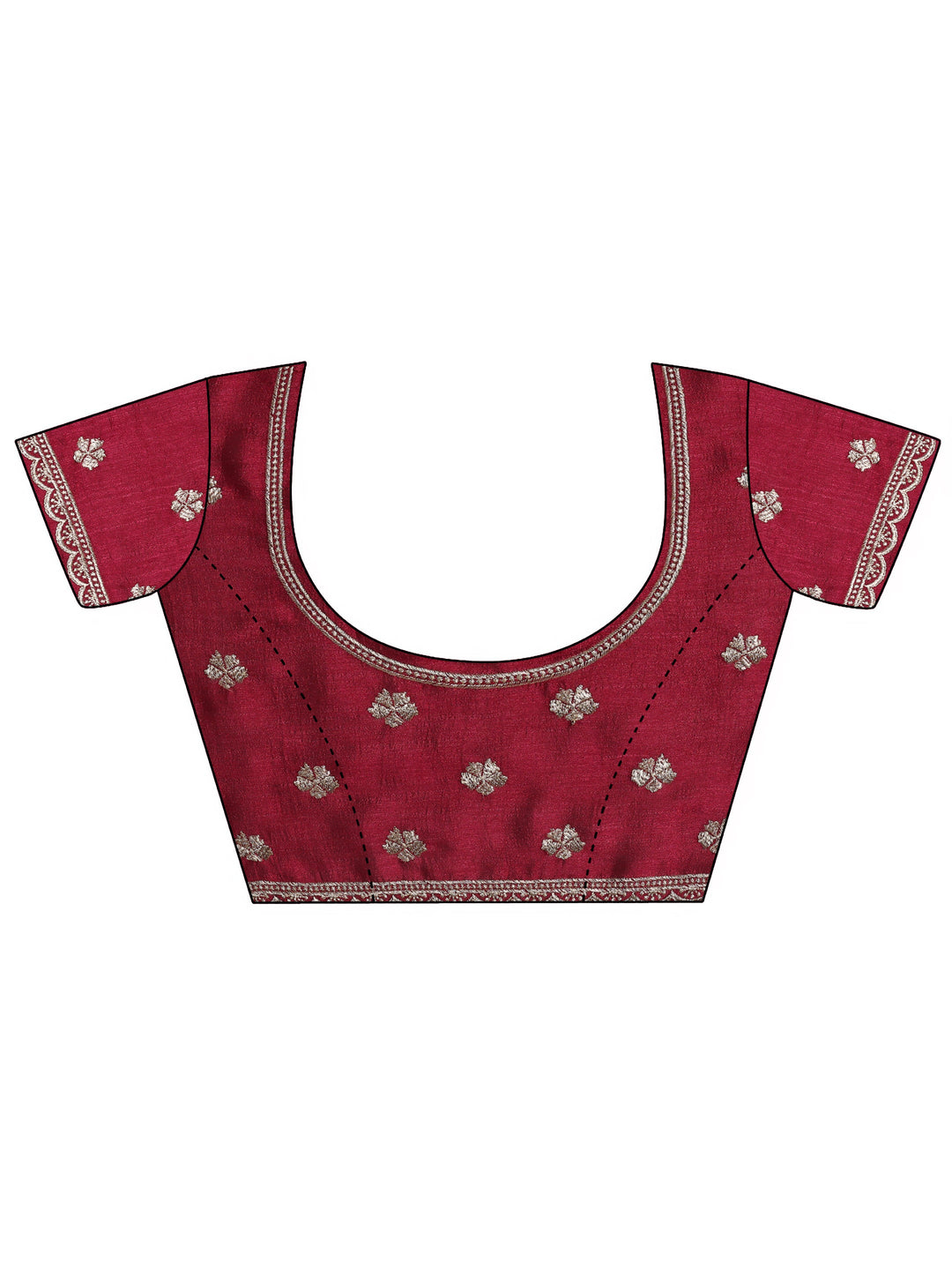  Burgundy Embellished Silk blend Saree With Unstitched Blouse Piece 