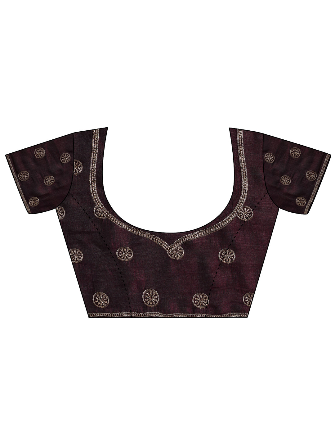  Burgundy Embellished Silk blend Saree With Unstitched Blouse Piece 