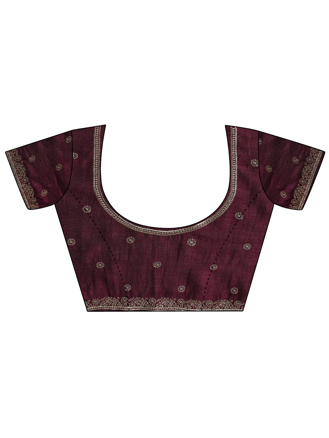  Burgundy Embellished Silk blend Saree With Unstitched Blouse Piece 