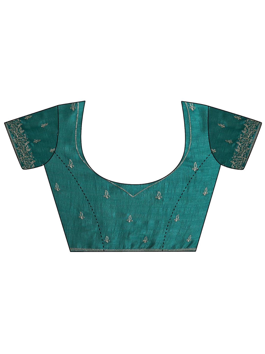 Green Embroidered Silk blend Saree With Unstitched Blouse Piece 