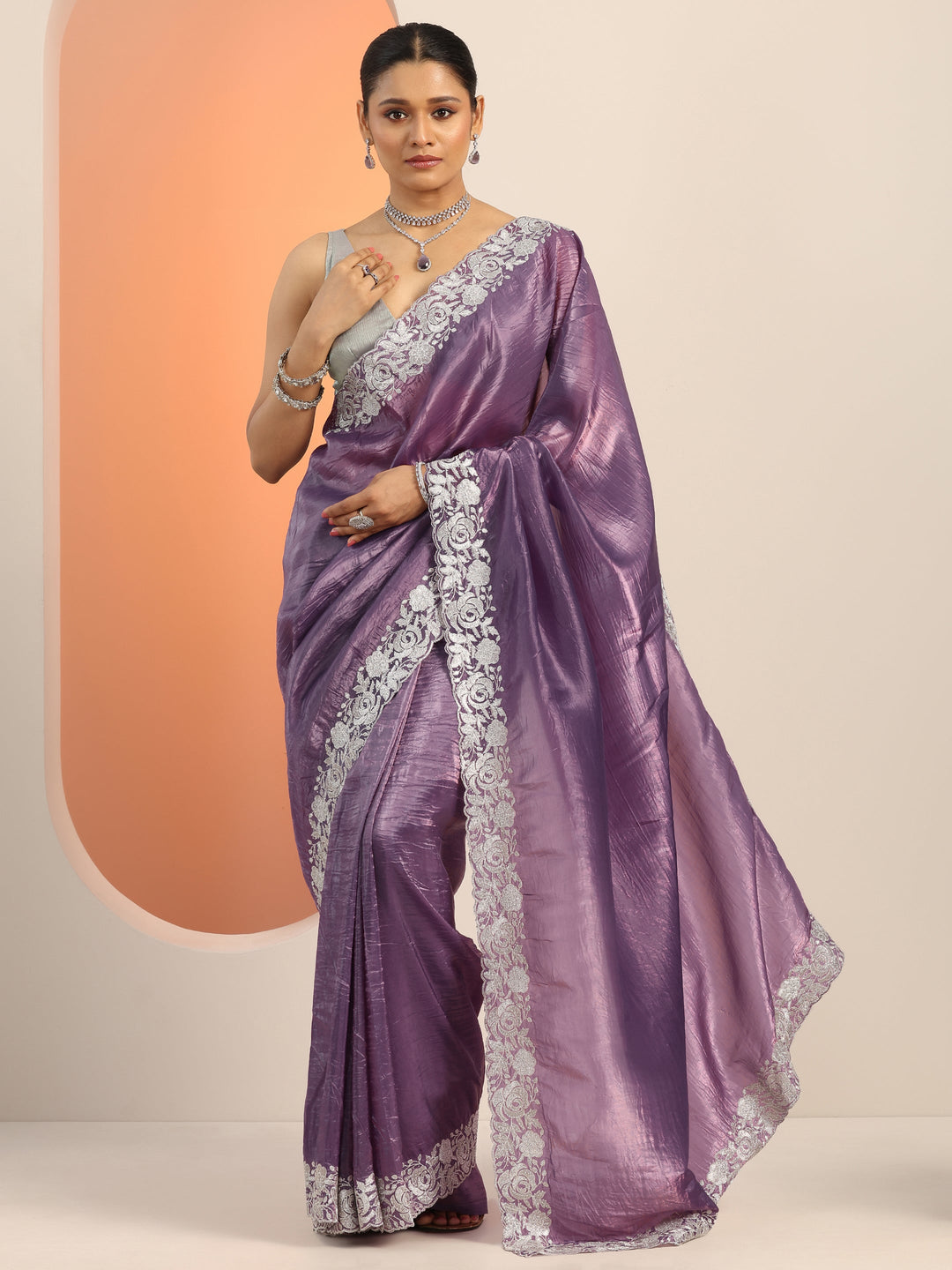 Olive Embroidered Organza Saree With Unstitched Blouse Piece
