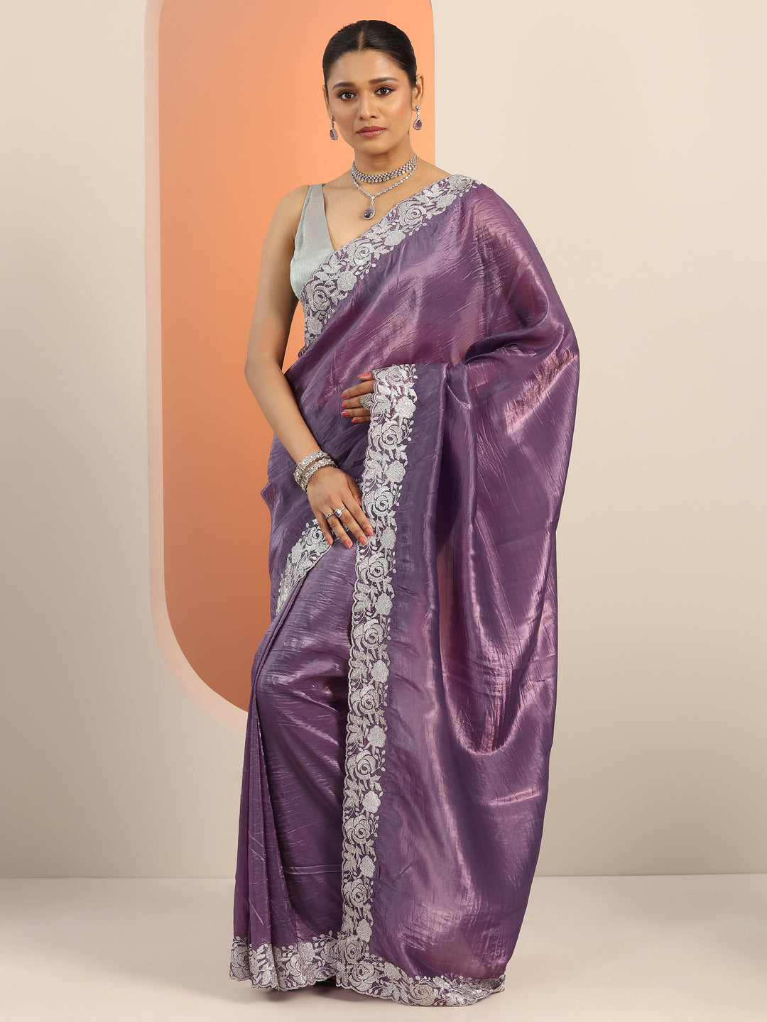  Olive Embroidered Organza Saree With Unstitched Blouse Piece 