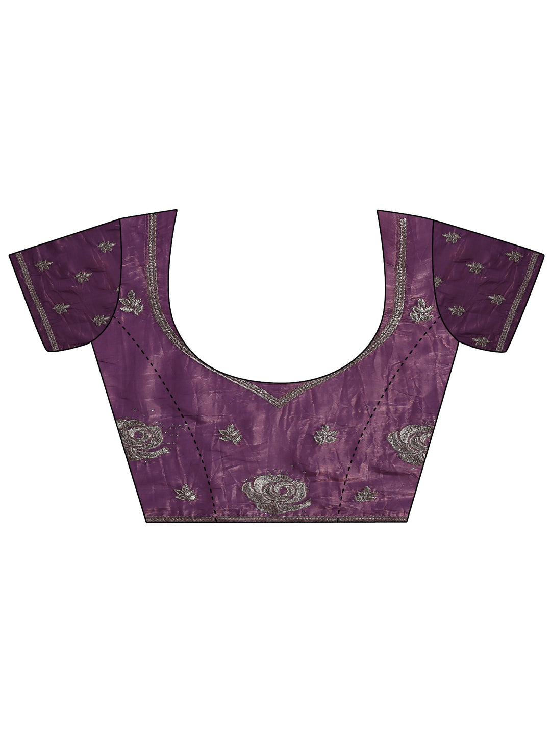  Purple Embroidered Organza Saree With Unstitched Blouse Piece 