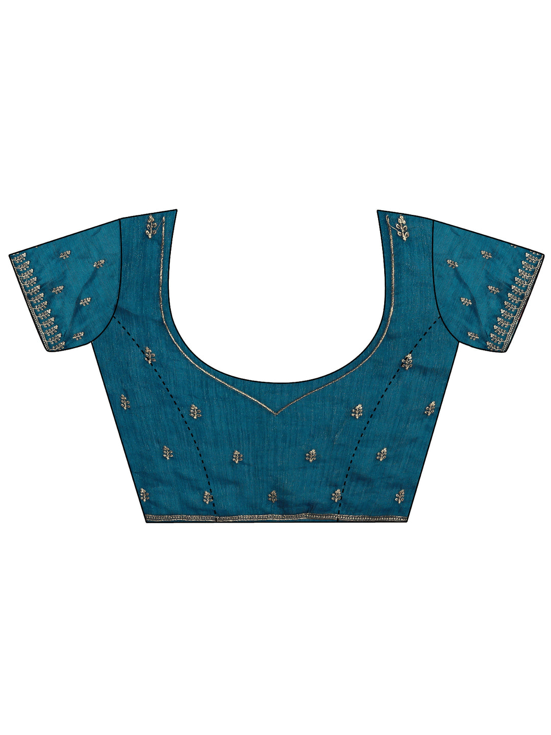  Blue Embellished Chiffon Saree With Unstitched Blouse Piece 