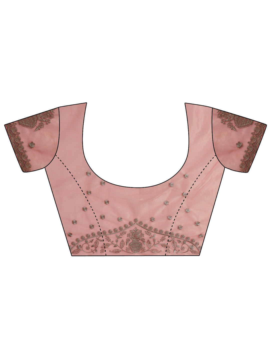  Pink Embroidered Nylon Saree With Unstitched Blouse Piece 