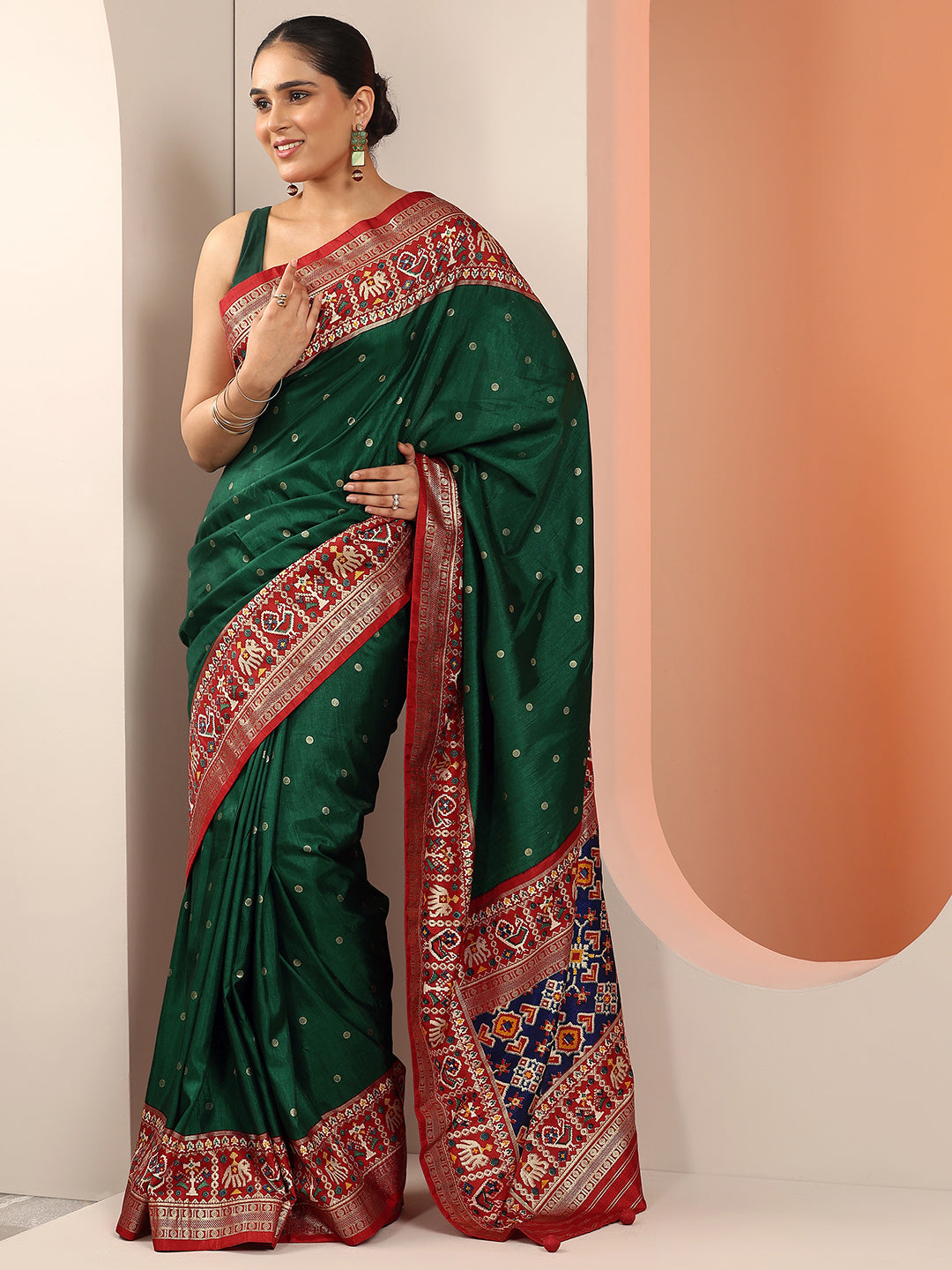 Beige Printed Silk Blend A-Line Kurti