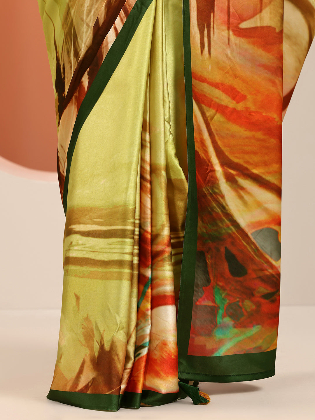  Yellow Solid Silk Blend Saree With Unstitched Blouse Piece 