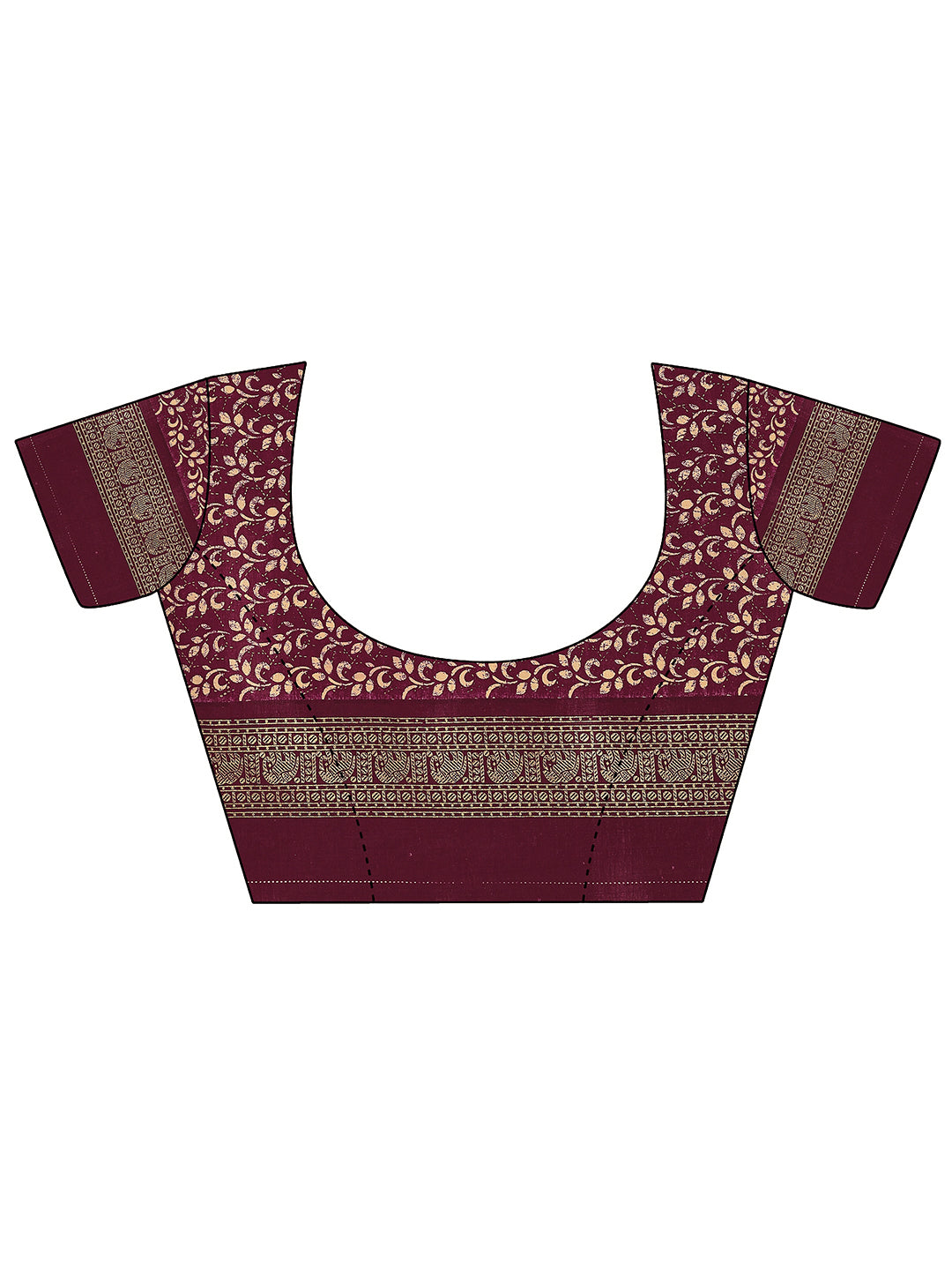  Mauve Printed Silk Blend Saree With Unstitched Blouse Piece 