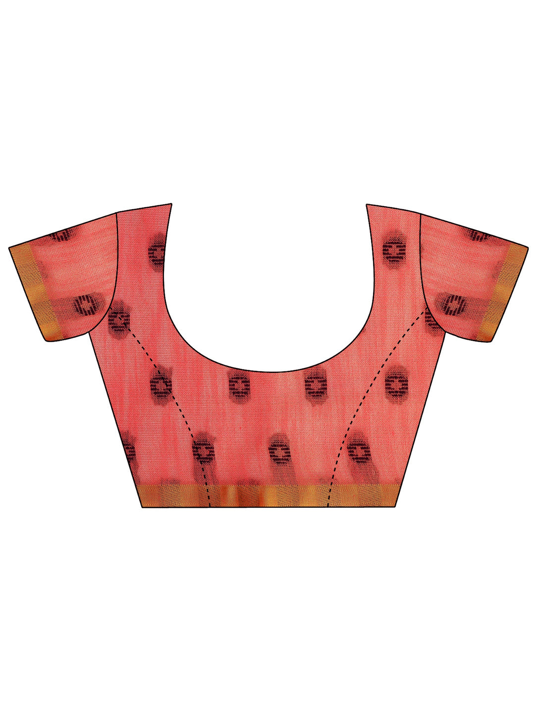  Peach Woven Design Silk Saree With Unstitched Blouse Piece 
