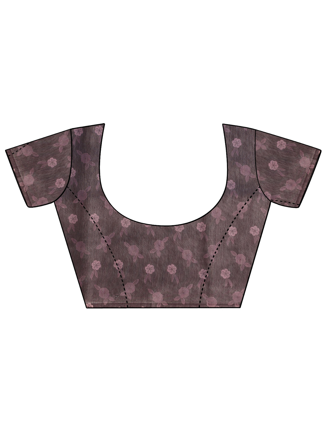  Mauve Printed Silk Blend Saree With Unstitched Blouse Piece 