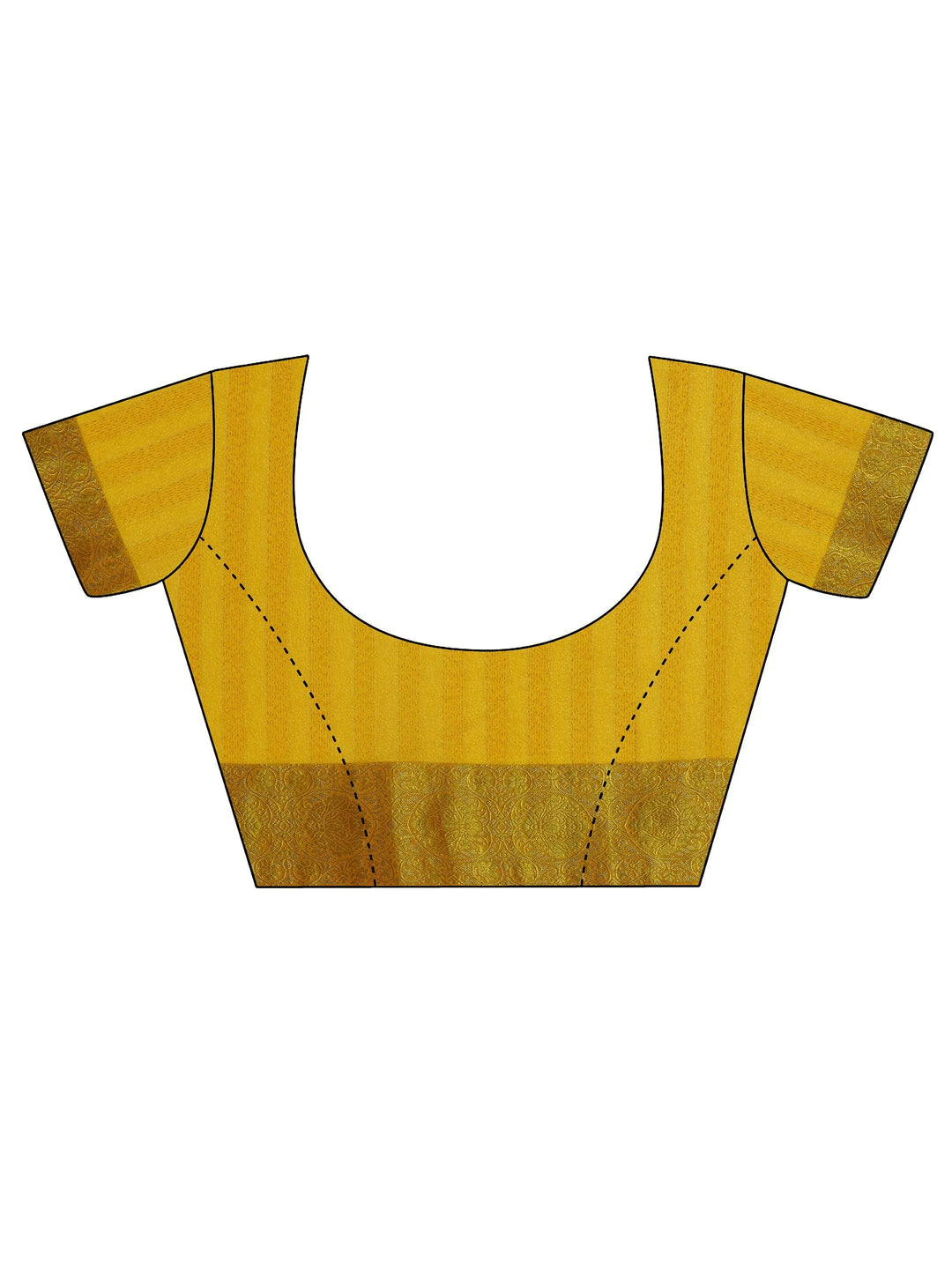 Mustard Printed Silk Blend Saree With Unstitched Blouse Piece - Libas 