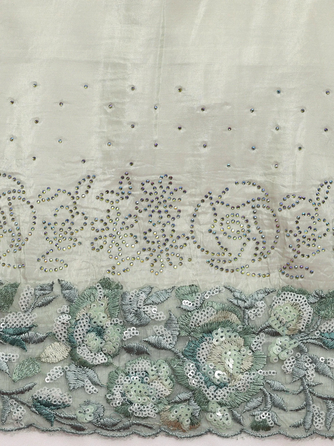 Libas Art Green Embellished Tissue Saree With Unstitched Blouse Piece - Libas 