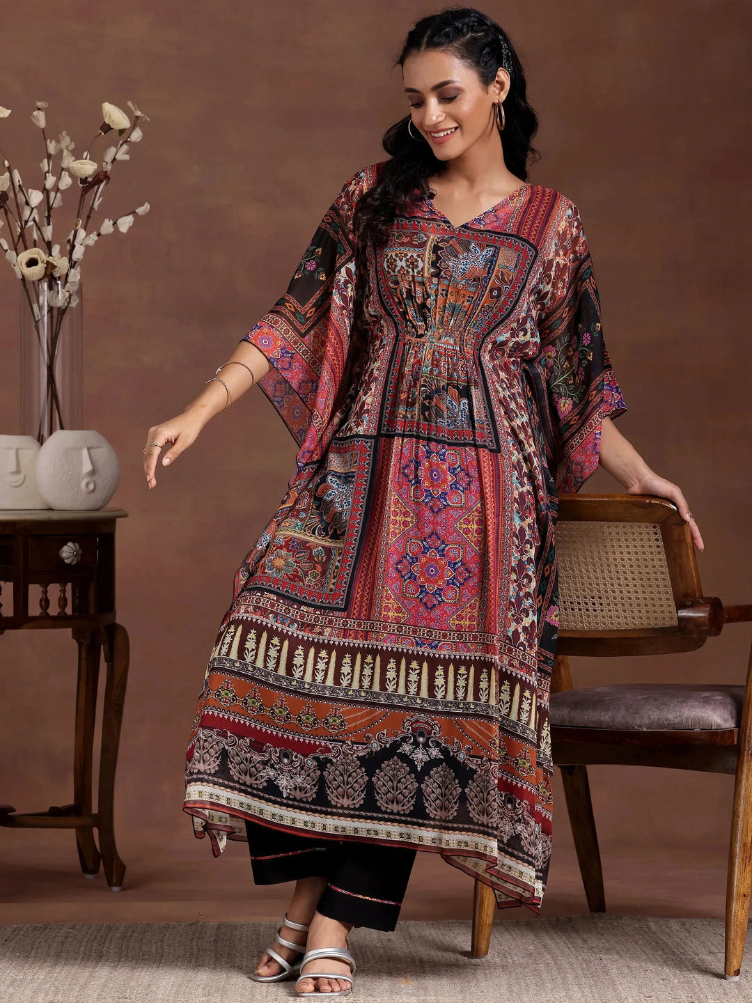  Multicoloured Printed Chiffon 3 Piece Co-Ords 