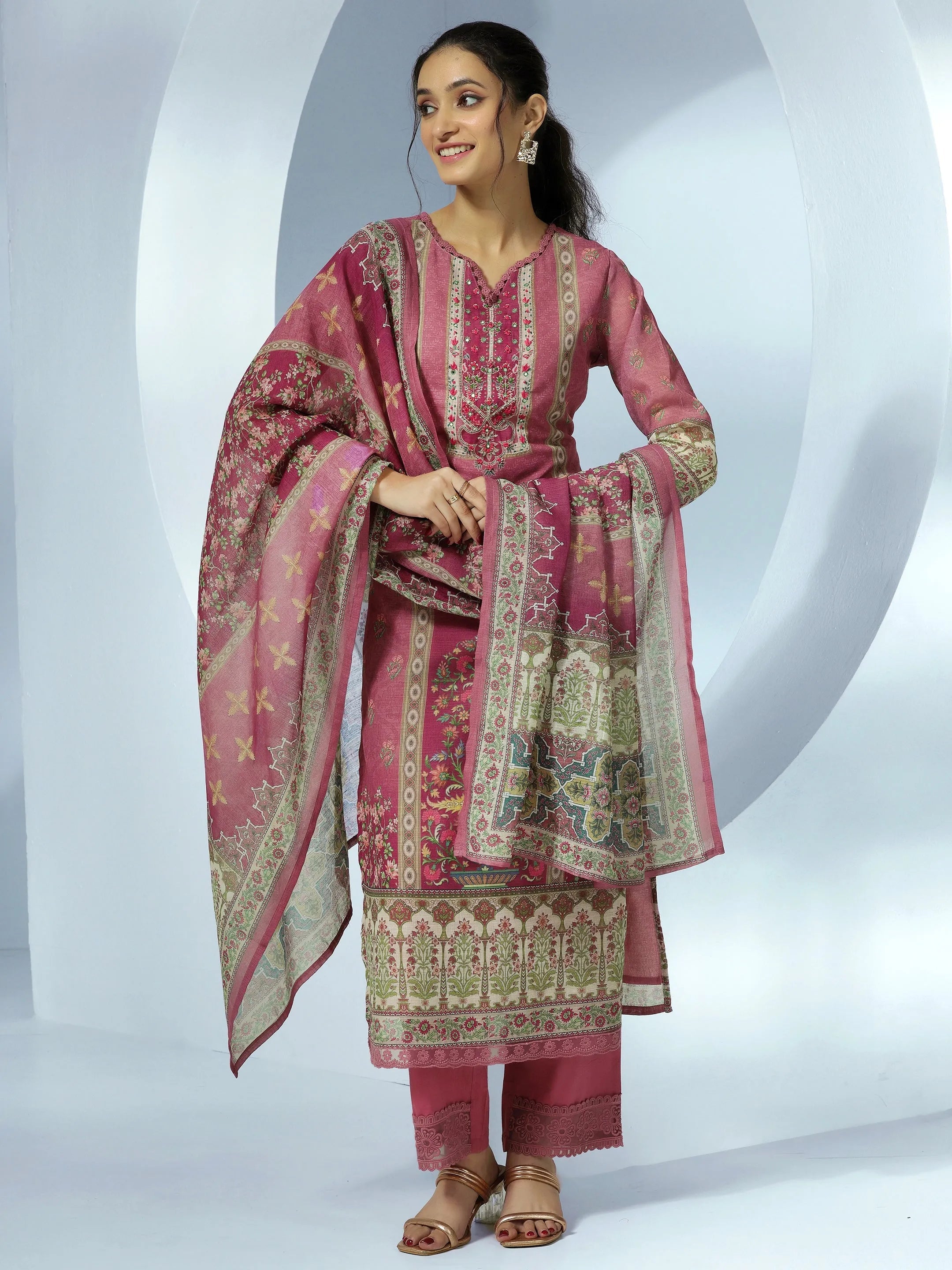 libas Mauve Printed Cotton Blend Straight Suit With Dupatta-picture-44