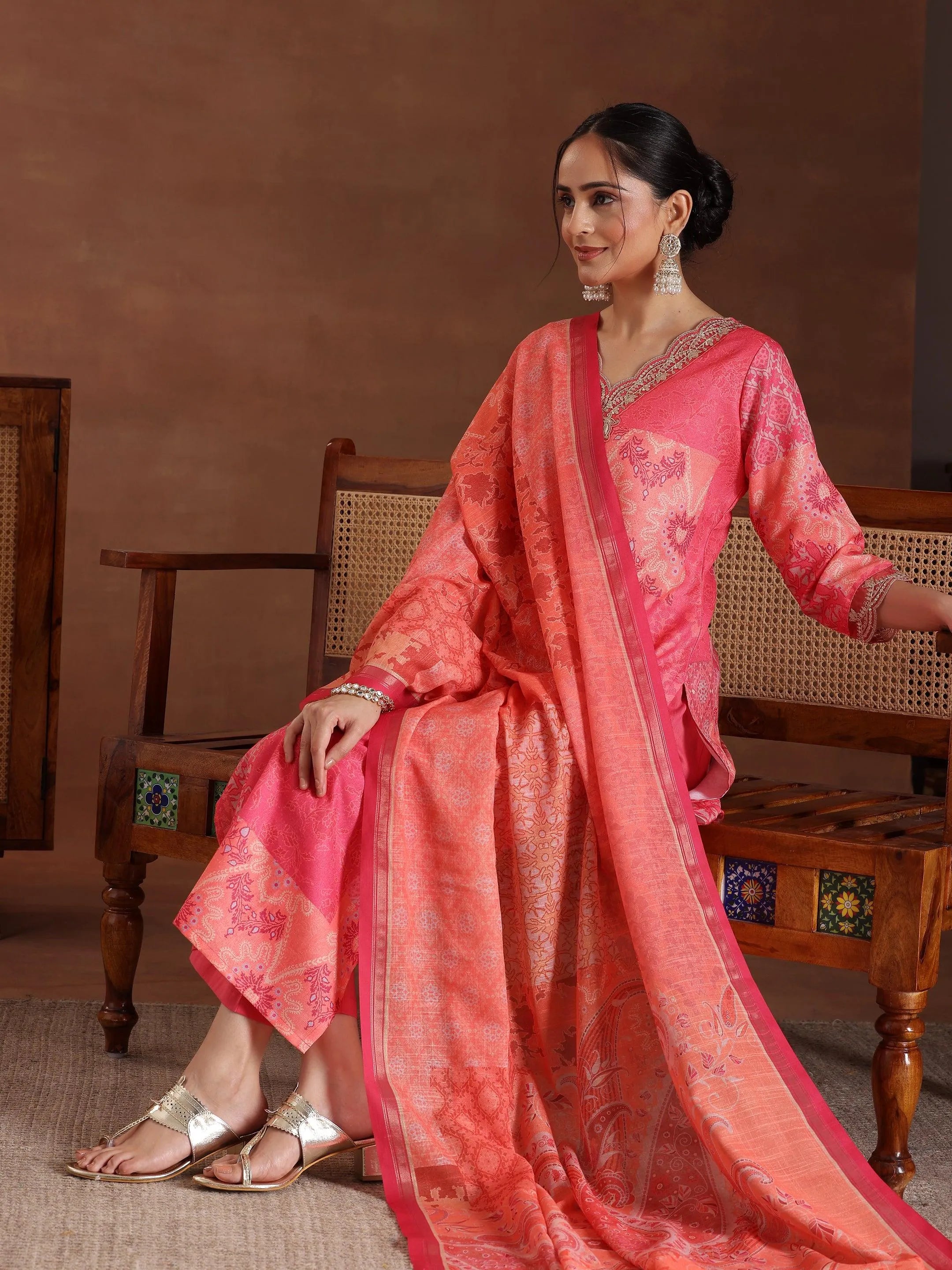 libas Pink Printed Cotton Blend Straight Suit With Dupatta-picture-32