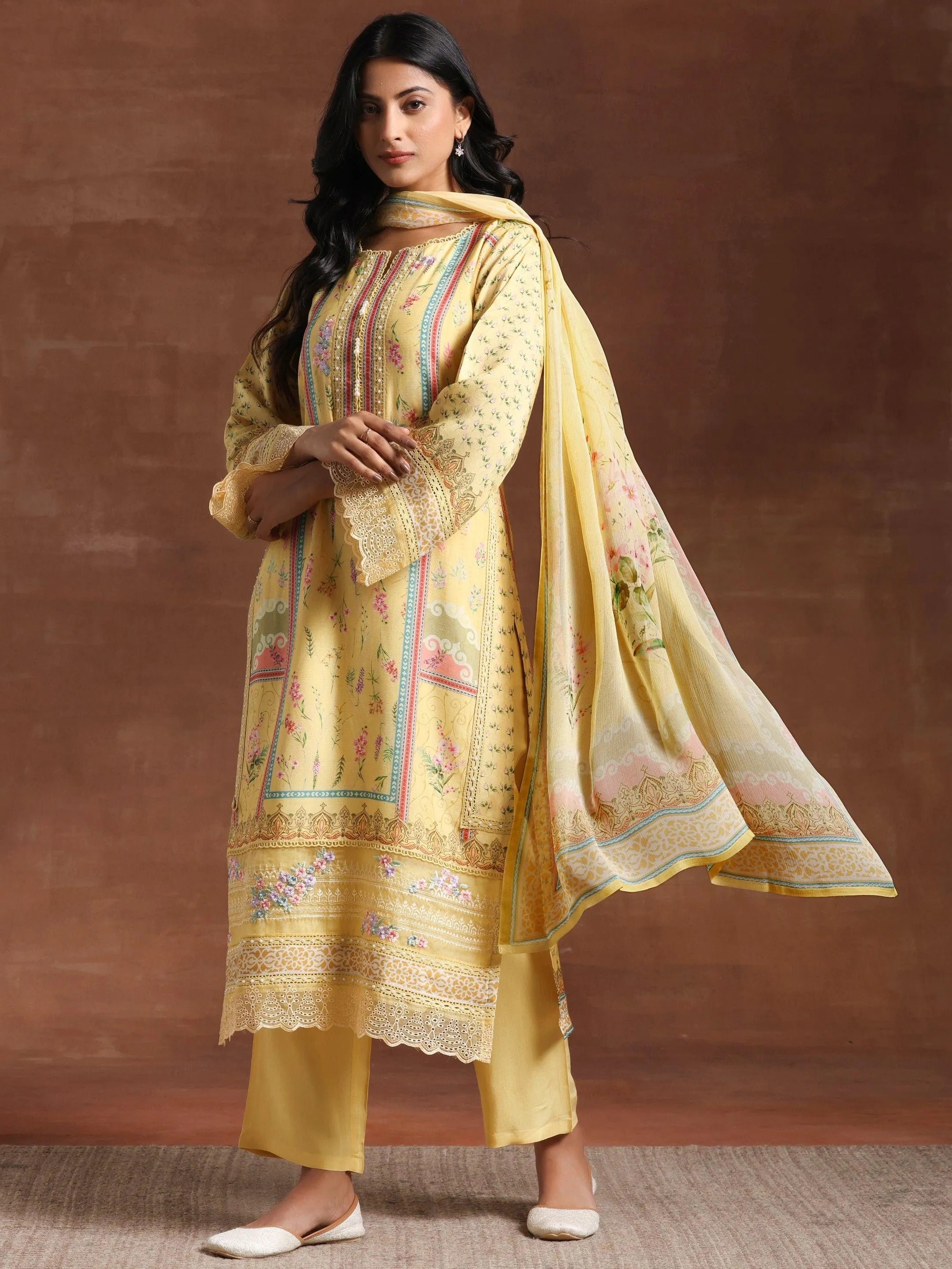 libas Yellow Printed Silk Blend Straight Suit With Dupatta-picture-37